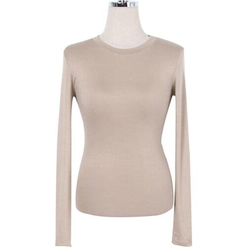 Summer Tops Tee Shirt T Shirt Korean Style Slim T-Shirts 2021 Sexy Tshirts Cotton Long Sleeve Femme Khaki Blue White Black