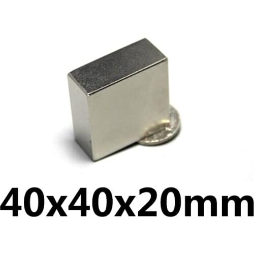 1/2PCS 40x40x20mm Thick Quadrate Permanent Magnets Strip Neodymium Magnet N35 40x40x20 mm Strong Magnetic Magnets 40*40*20 mm