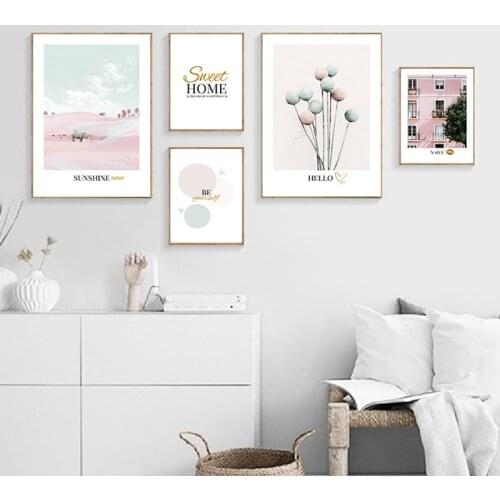 Pink ins Style Picture Fashion Poster Nordic Rhinoceros Architecture Print Scandinavian Wall Art Canvas Painting Home Room Decor