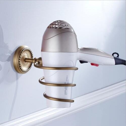 Fashion high quality solid brass antique bronze/black oil brushed hair dryer rack bathroom wall mounted hair drier holder