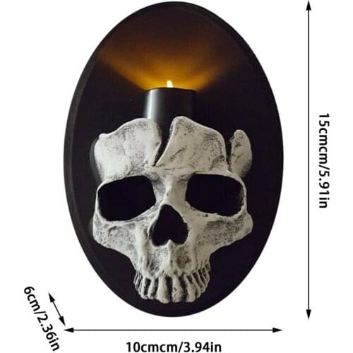 Skeleton Wall Hanging Candle Holder Ornaments Resin Skull Candlestick Holder Halloween Decoration Creative Home Living Room Deco