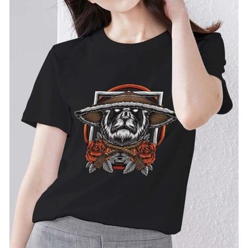 T-shirt Womens Pullover Harajuku Basic Summer Cool Top Funny Samurai Short Sleeve Top T-shirt Commuter All-match Ladies Top