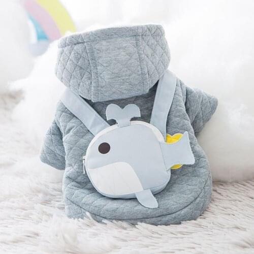 Pet Clothes Autumn and Winter Dog Quilted Cotton Clothes for Small and Medium-sized Dogs Two-Legged Clothes with Backpack Coats