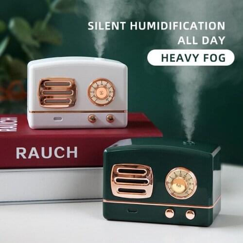 OLAIMA Retro Ultrasonic Air Mini Humidifier Aroma Diffuser Cartoon Radio Purifier Car USB Fogger Cool Mist PortableLamp Colorful