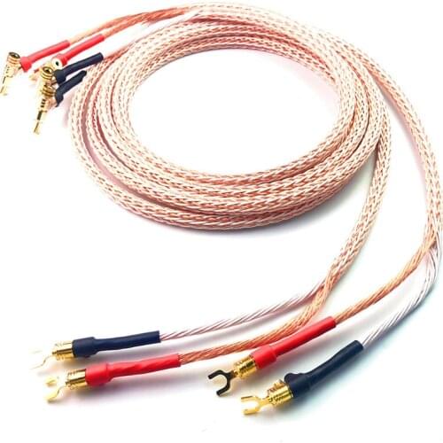 12TC OCC Gun-Shaped Gold-Plated R/Y Shaped Shovel Banana Plug 24-Core Speaker Audio Cable