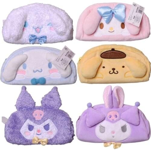 10cm Cartoon Stuffed Plush Kuromi Melody Cinnamoroll Purin dog Anime Coin Purse Kawaii Cute Plushie Storage Bag Girls Gifts