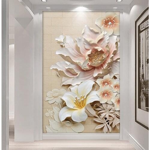 Custom Photo Wall Paper Modern 3D Stereo Relief Flower Living Room Entrance Aisle Backdrop Home Decoration Wall Mural Wallpaper