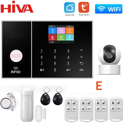 HIVA WiFi Alarm System for Home Security House Office Tuya Smart Life APP Control with PIR and Window Detector work with Alexa