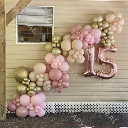 145Pcs Wedding Arch Garland Balloons Kit 32inch Rose Gold Number Foil Balloons DIY Birthday Party Decoration Baby Shower Globos