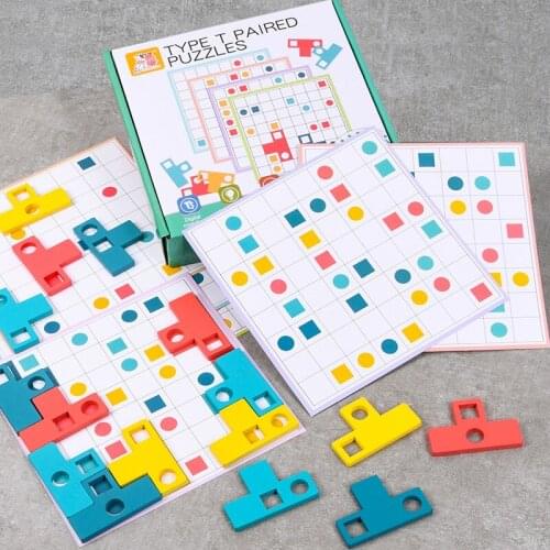 Type T Paired Puzzle Matching Board Game Children Puzzle Logical Thinking Training Tetris Intellectual Learning Toys Kids Gifts