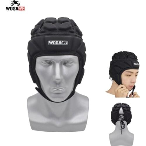 WOSAWE Mens Professional Motorcycle Headgear Football Soccer Goalkeeper Helmet Sports Rugby Cap Headguard Roller Head Protector