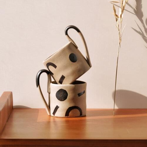 Japan Style Pottery Coffee Cup With Big Handle Handmade Ceramic Mug Kitchen Drinkware Personalized Milk Tea Mug Cup Unique Gifts