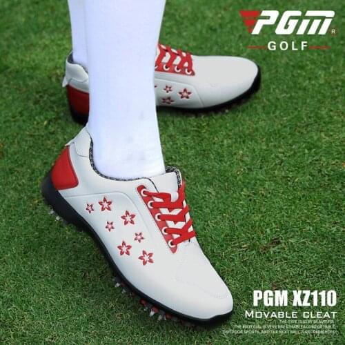PGM Womens Golf Shoes Waterproof Breathable Women Sports Spikes Golf Shoes Ladies Fixed Non-slip Nail Sneakers
