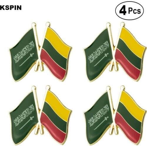 Saudi Arabia & Lithuania Friendship Flag Pin Lapel Pin Badge Brooch Icons 4pcs