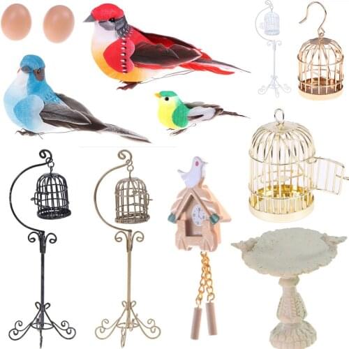 1:12 Mini Dollhouse Metal Bird Cage Model Egg Holder Doll House Miniature Decorations Modern Home Room Crafts Children Toys