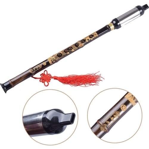 1Pc Chinese Ethnic Instrument Black Bamboo Bawu Pipe BaWu Flute Tune G Detachable Whosale&Dropship