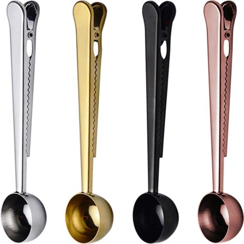 1 Pcs Tea Coffee Measuring Spoon Scoop with Clip Kitchen Supply Powder Measuring Tools Good Sealing and Keep Fresh Delicious