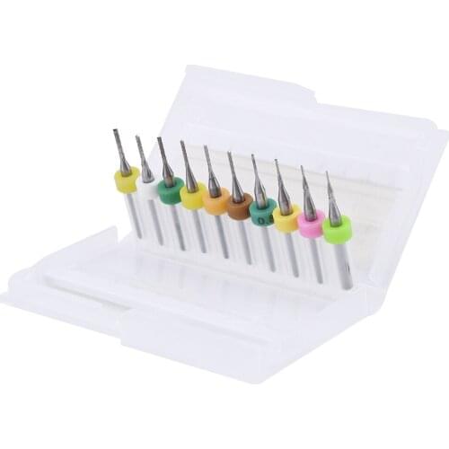 10pcs PCB End 0.5/0.6/0.7/0.8/0.9/1.0/1.1/1.2/1.3/1.4mm Mill Engraving Bits Cutter 1/8 Inch Shank Corn Milling Cutter Tool Part