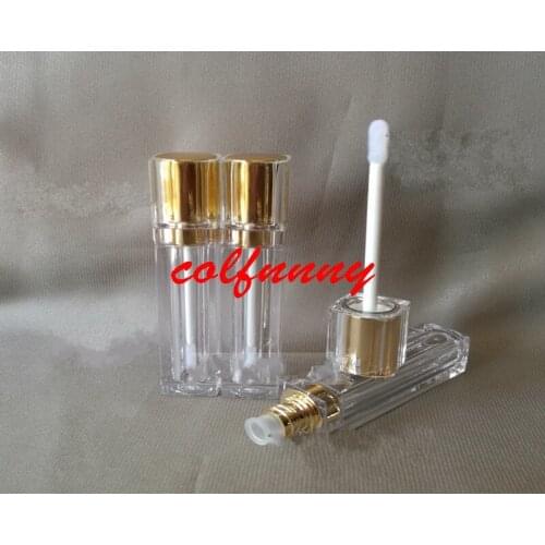 100pcs/lot 8ML Square Lip Gloss Bottles ,Empty Lip Balm Bottle, 8ml Oil Bottles With Silicone Lip Flocking Head &Double cover