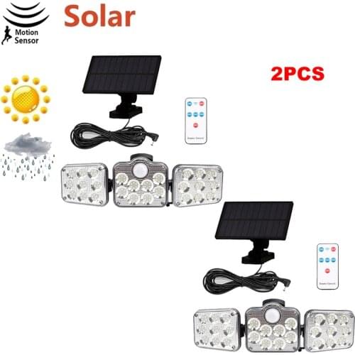 2pcs 138 led seperable remote 3 Modes Solar Light Outdoor Solar Wall Lamp PIR Motion Sensor Waterproof security Sunlight street