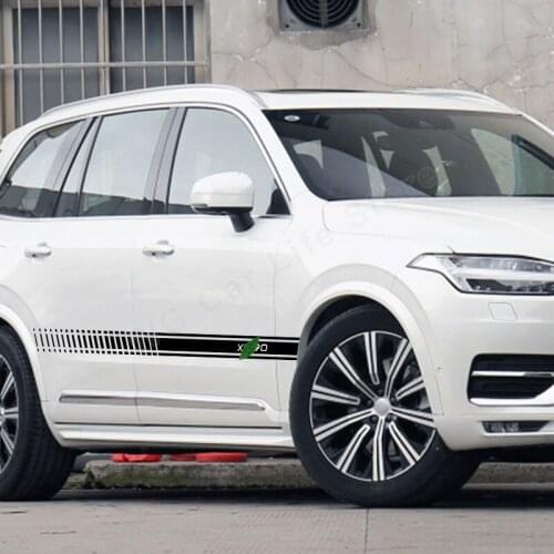 2 Pcs Car Side Sticker for Volvo Xc90 Car Side Stripes Skirts Graphics Waterproof Vinyl Decals Auto Tuning Accessories