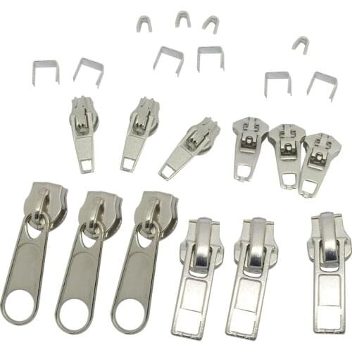 22 Pieces Silver Zipper Repair Kit Zip Sliders Stops Zip Replacement Accessories
