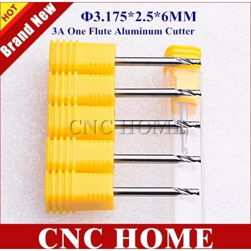 5Pcs 3.175*2.5*6MM Single Flute Aluminum Milling Cutter K66 Carbide End Mill CNC Router Bit Cutting Tools for Aluminum,Copper