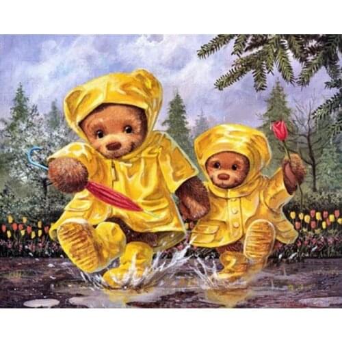 5D DIY Diamond Painting Cross Stitch Umbrella Bear Needlework Home Decorative Full Square Drill Diamond Embroidery Puzzle Kits