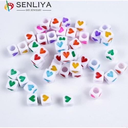 6mm Alphabet/Letter Round Beads 100/200/300Pcs Mixed White Heart Beads Acrylic For Jewelry Making DIY Handmade Bracelet Necklace