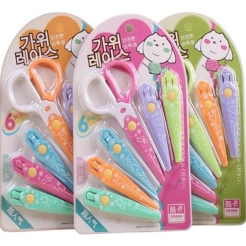6PCS/Set Kawaii Plastic Scissors For Paper Cutter Scrapbooking Kids Office School Supplies Korean Stationery