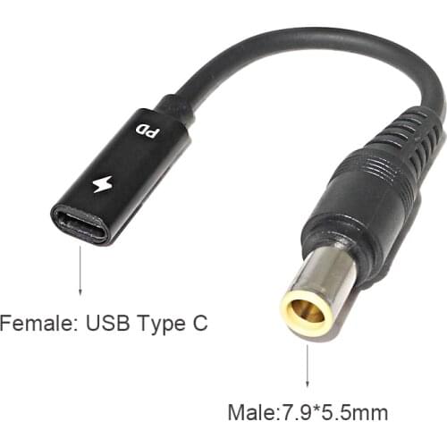 USB C to 7.9X5.5mm Laptop Power Adapter Connector Cable Cord for Lenovo Thinkpad X60 X61 Z61 X200 T60 T61 Notebook Power Supply