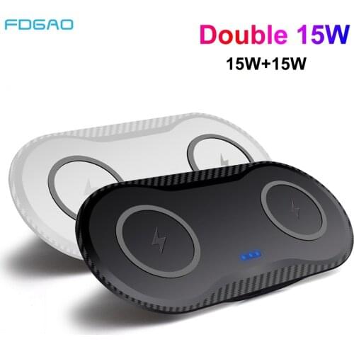 FDGAO 30W Qi Wireless Charger For Samsung S20 S10E iPhone 11 XR XS X 8 Plus Airpods Pro Dual 15W Seat Fast Charging Pad Station