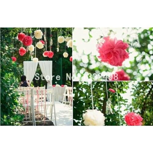 Wholesale Hot 200 Pcs 18'' 45cm Tissue Paper Pom Poms decorative flowers wedding car decor Party Home Birthday Party Decoration