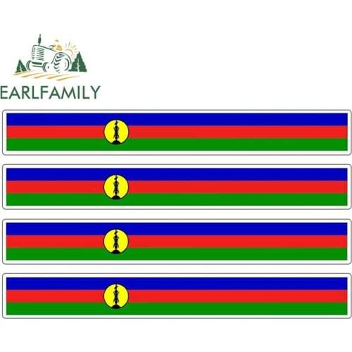 EARLFAMILY 13cm x 1.7cm 4pcs Car Stripe Motorcycle Racing Flag Sticker Skateboard Decal Bike Tuning New Caledonia Car Stickers