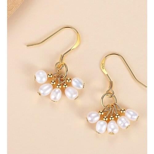ELESHE Wholesale Elegant Drop Earrings For Women 925 Sterling Silver Pearl Dangle Earrings Trendy Jewelry(Gold/Silver/Rose Gold)