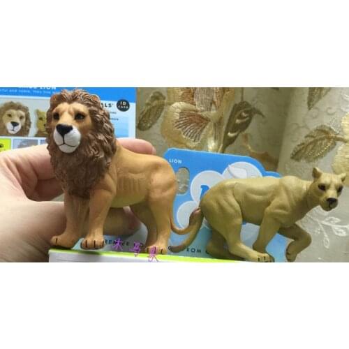 Pvc figure Male lion male lion female lion tiger simulation cat animal out-of-print animal model 2pcs/set