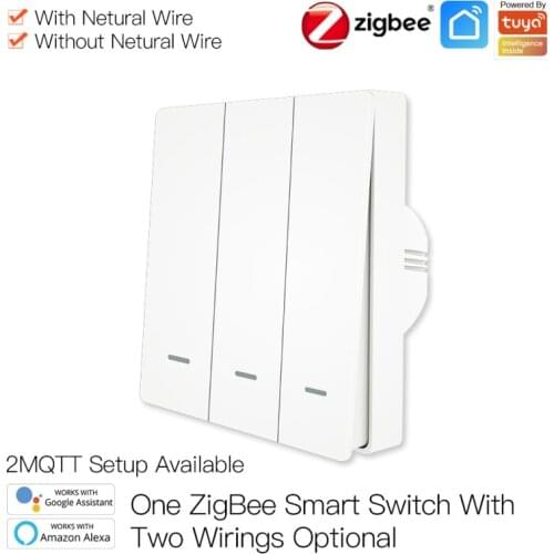 Hot Sale Tuya Zigbee Smart Switch With / No Neutral EU 220V Light Switches Support Zigbee 2MQTT Alexa Google Home