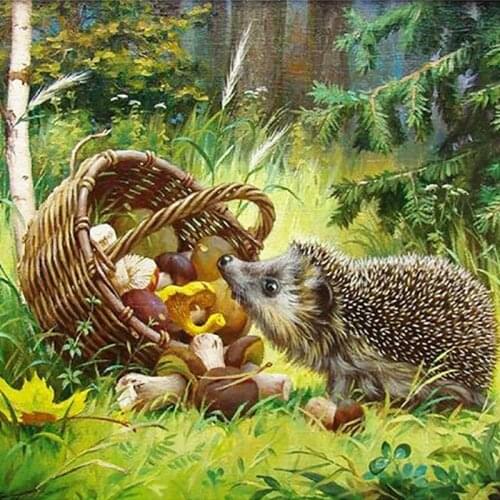 Hedgehog Diamond Painting Full Round Drill Animal Rhinestone Art Embroidery Cross Stitch Kit Children Room Wall Artwork Decor