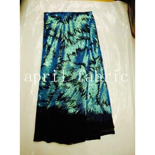 Hh010 3color option african sequin embriodery black mesh fabric for sawing/lady dress