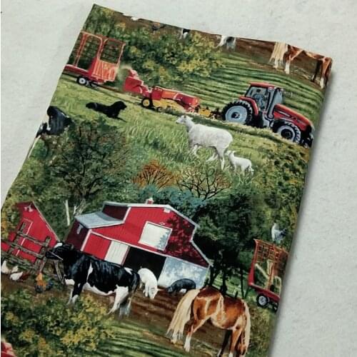 Vivid Farm Animal Horse Sheep Cow Dog Printed Cotton Fabric 50x105cm Animal Fabric Patchwork DIY sewing Cloth Dress Home Decor