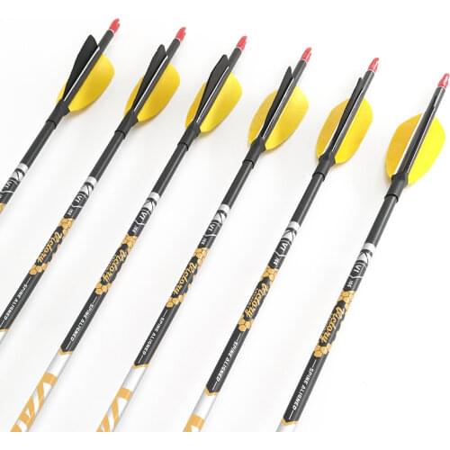 Spine350-800 Archery Hunting Carbon Arrows with 3 Inch Turkey Feather ID4.2mm Shaft Nocks for Compound Recurve Bow Longbow