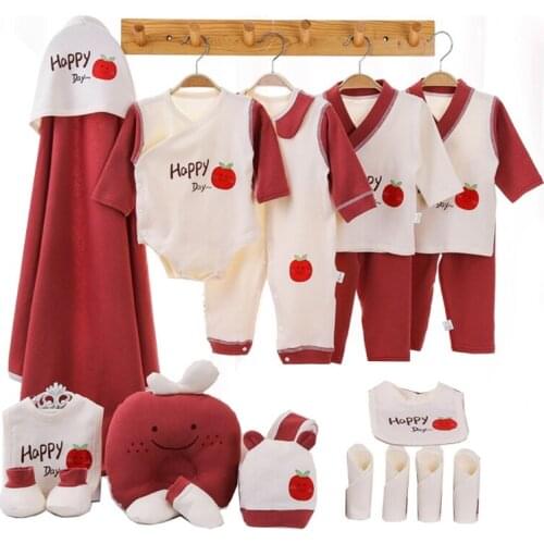 D0AF 20Pcs Newborn Baby Cotton Clothing Set Trousers+Bib+Hat+Long Sleeve Tops+Handkerchief+Gloves+Foot Cover+Romper+Swaddle