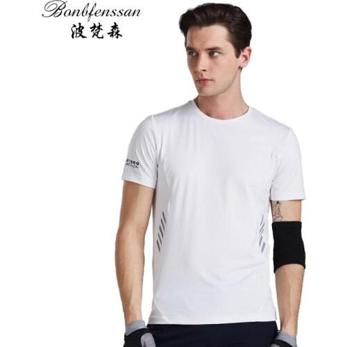 2020 men Running T-shirts Quick-drying hiking t-shirt Sports solid Short Sleeve tops Slim Fitness Bodybuilding men 5732A