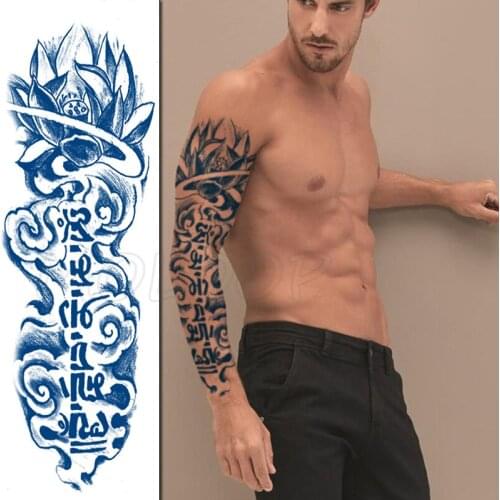 Juice Tattoo Sticker Lotus Flower Letters Cloud Element Stickers Full Arm Body Art Fake Tattoo for Woman Man Keep about 15 Days