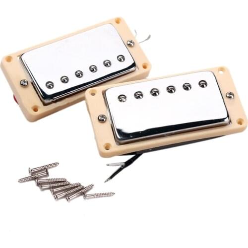 New Set Of Double Coil Humbucker Pickup Electric Guitar Neck&Bridge Pickup Chrome With Yellow Frame Fit Lp Guitar