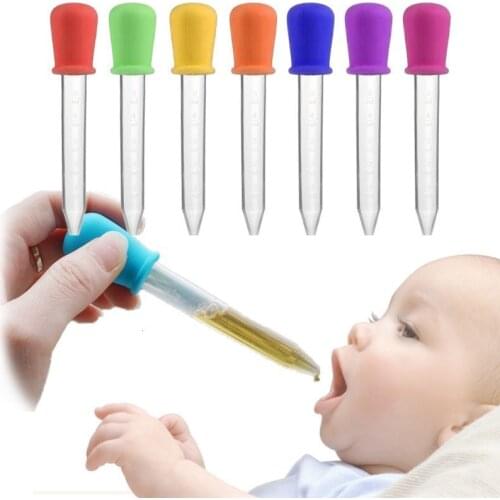 1pcs 5ml Clear Silicone Baby Medicine Feeder Dropper Graduated Pipette Liquid Food Dropper School Lab Supplies