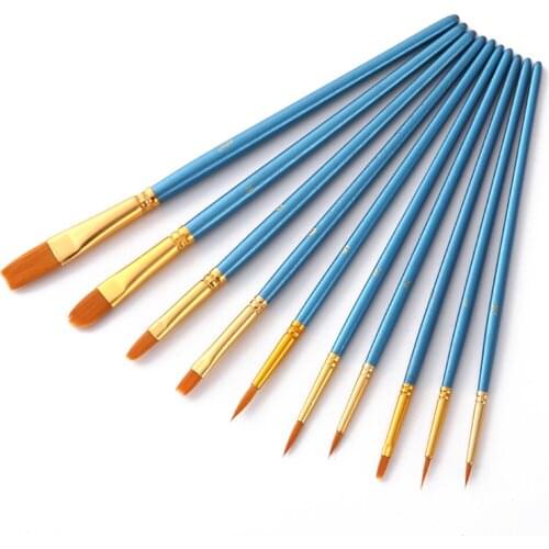 10pcs Professional Art Paint Brushes Paint brush Set Nylon Hair Wooden Handle for Acryli Face Nail Body Painting Art Supplies