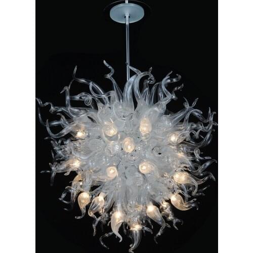 Luxury Chandelier Lighting Hand Blown Glass LED Chandelier Silver Ceiling Custom Color and Size