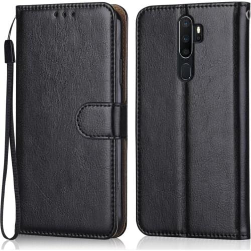Folio Luxury Leather Case for On OPPO A9 2020 Wallet Stand Flip Case for OPPO A9 2020 Phone Bag with Strap