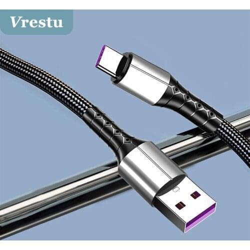 5A Superfast USBC Fast Charge Typec Cable for Xiaomi Redmi Note 7 Tipo Cable for Samsung S21 20 Fast Charging Cord Braided Nylon